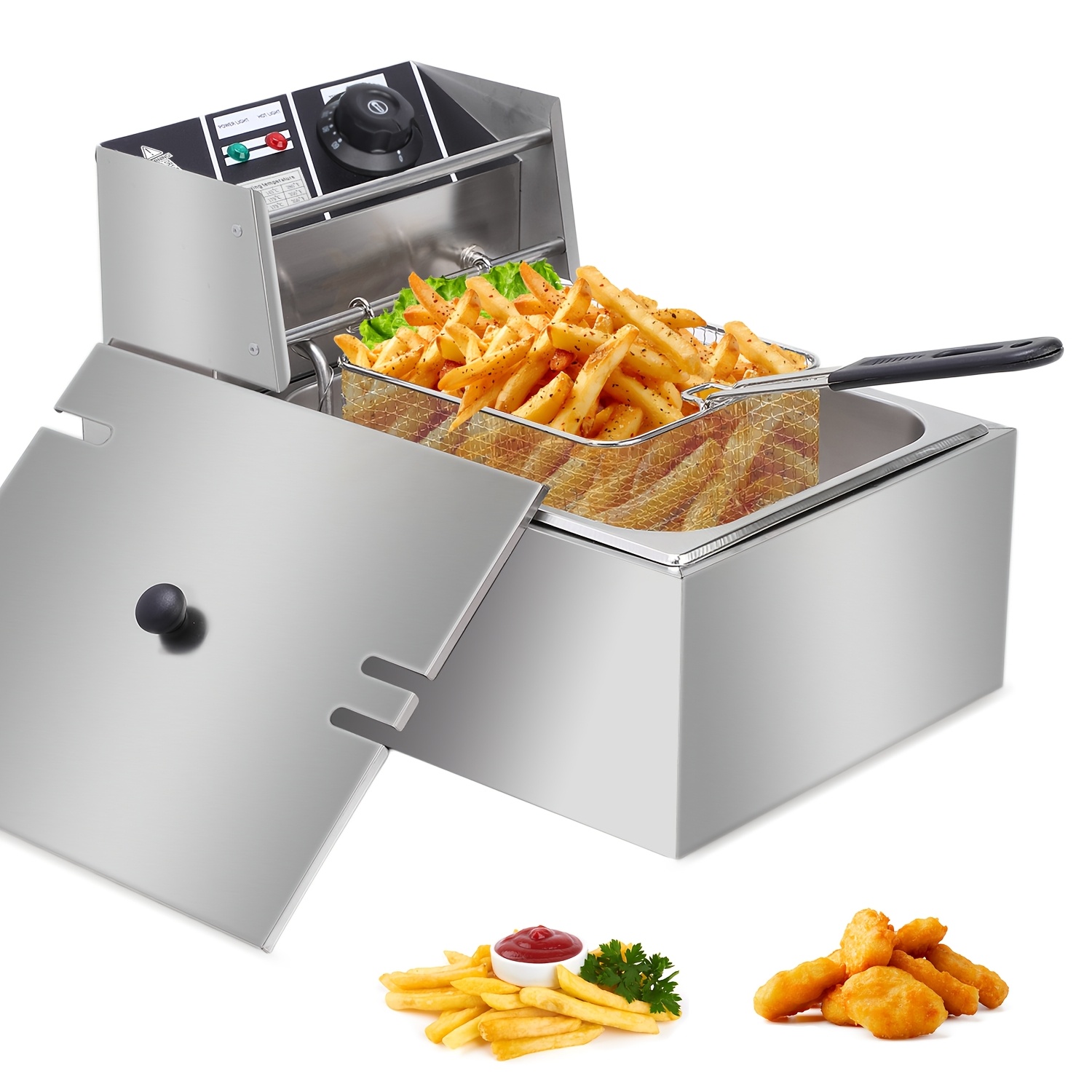 Home Cooking Electric - 1.59gal Electric Deep Fryer, with Basket
