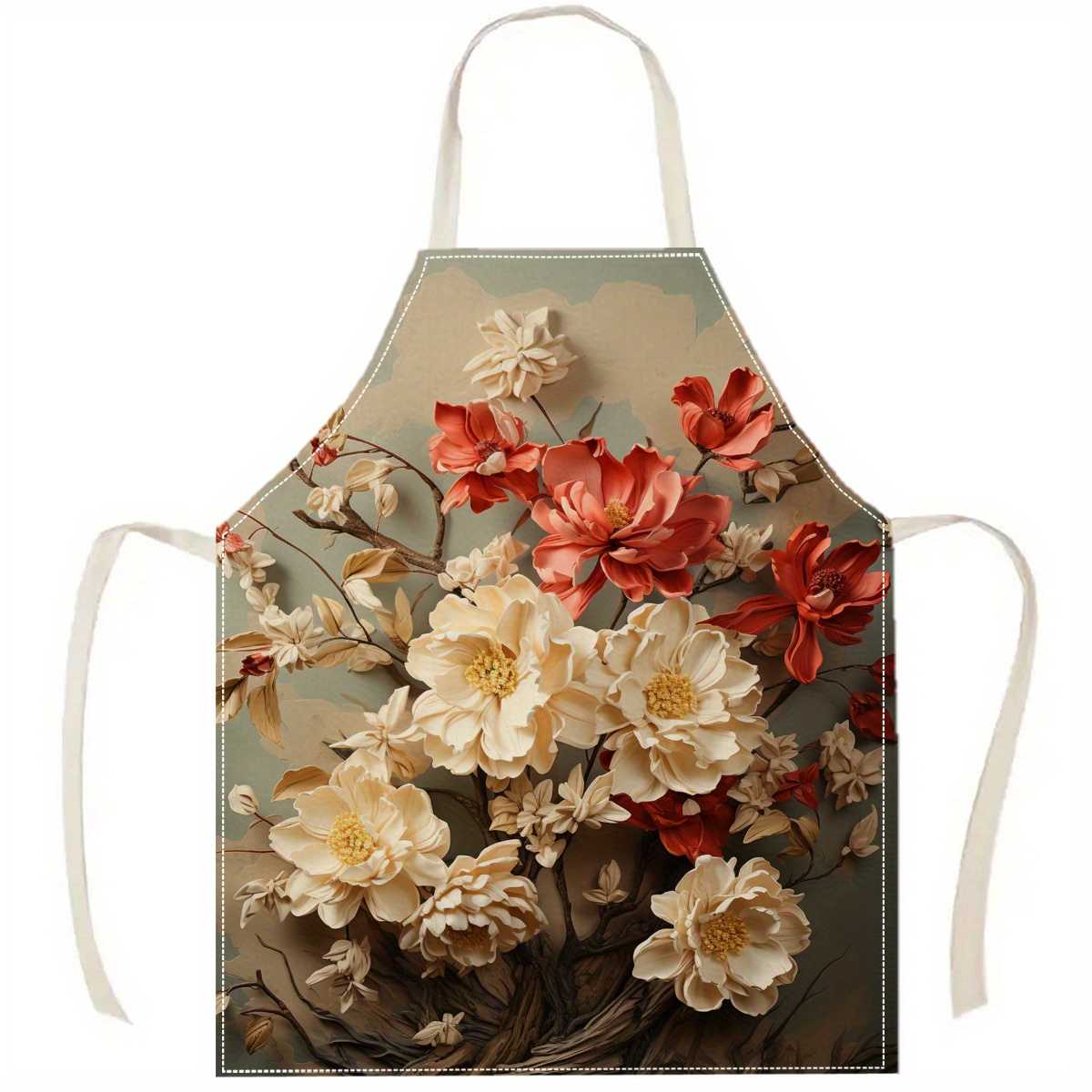 1pc Floral Art Kitchen Apron L - Home Cooking Chef ulasan dan harga