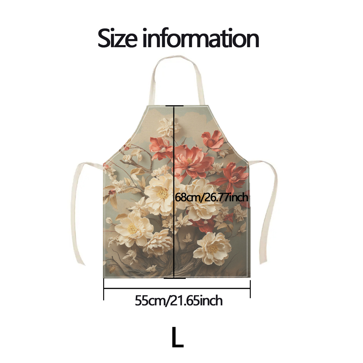 1pc Floral Art Kitchen Apron L - Home Cooking Chef ulasan dan harga