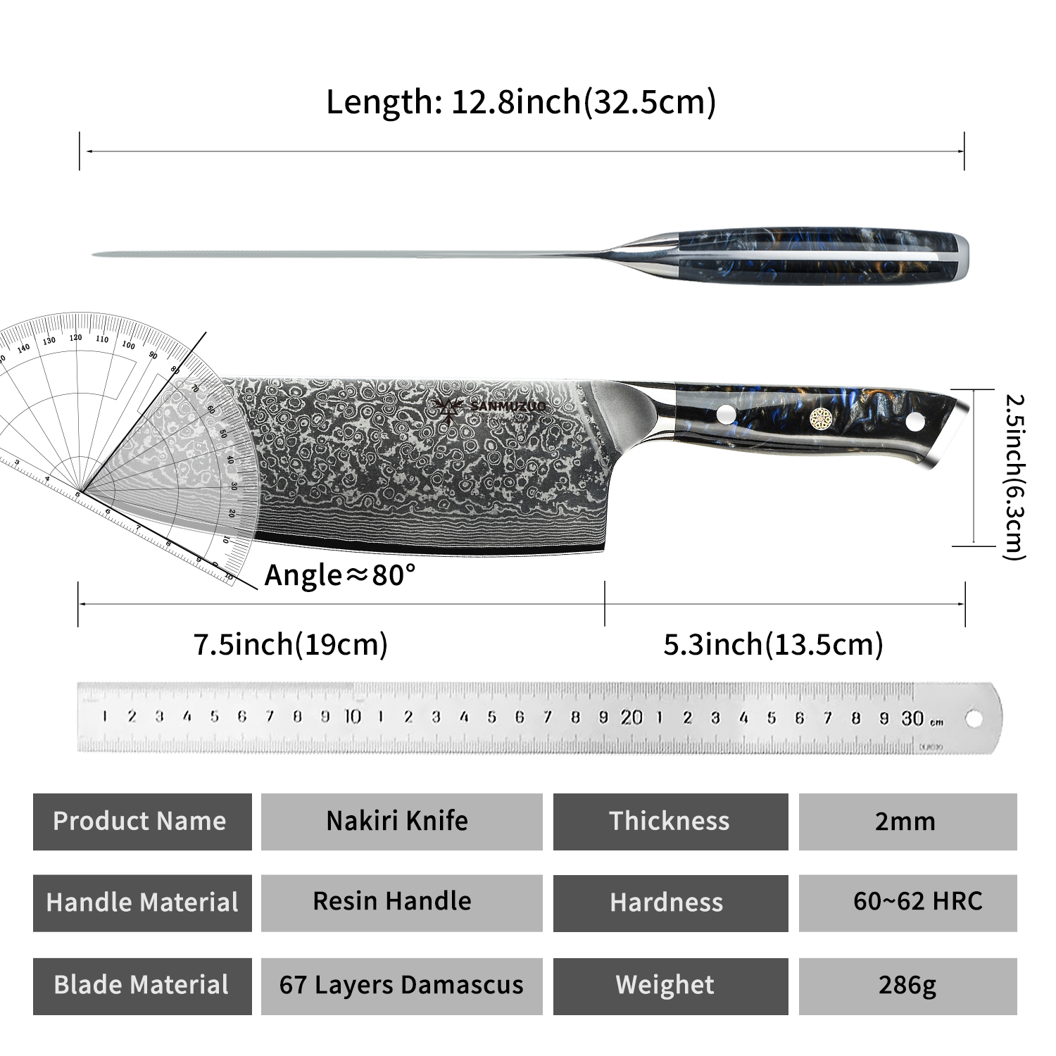 SANMUZUO 7.5 inch Nakiri Knife - Home Cooking Chef ulasan dan harga